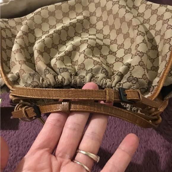 Vintage Authentic GG Pattern Leather Trim Large Gucci Tote Bag - Picture 6 of 15